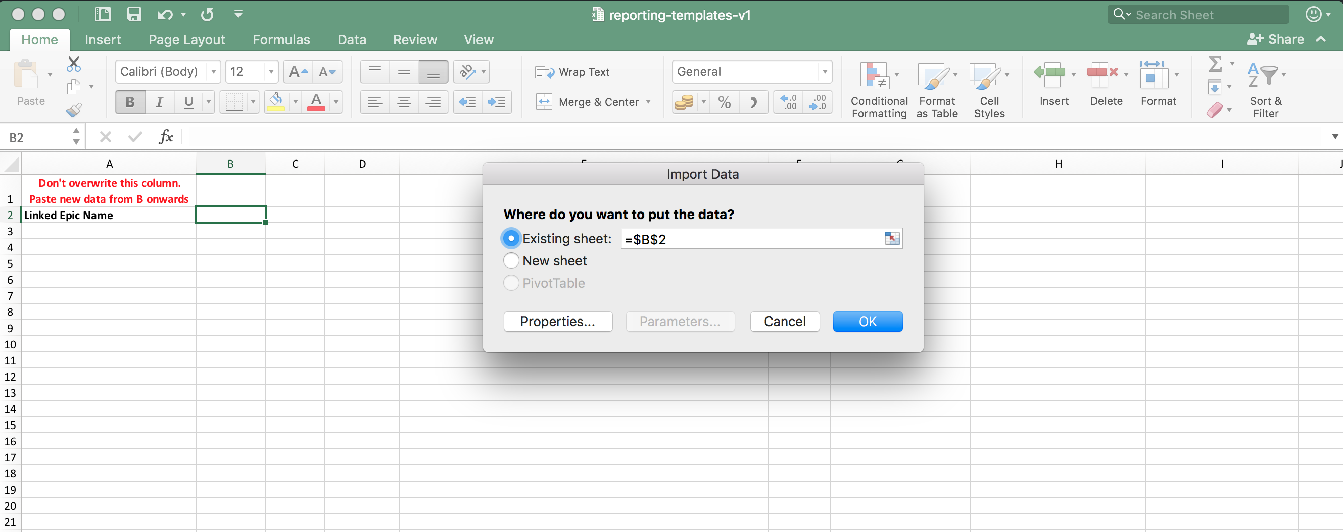 Import CSV into Excel